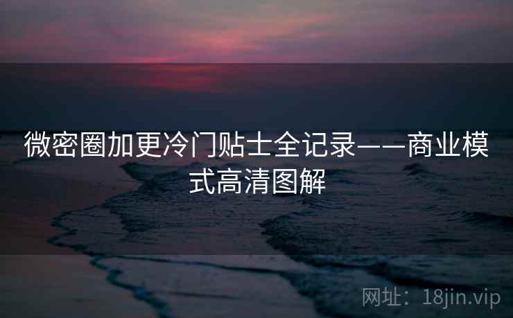 微密圈加更冷门贴士全记录——商业模式高清图解